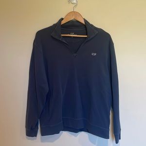 Vineyard Vines Cotton Navy Blue Quarter-zip Pullover, Size L